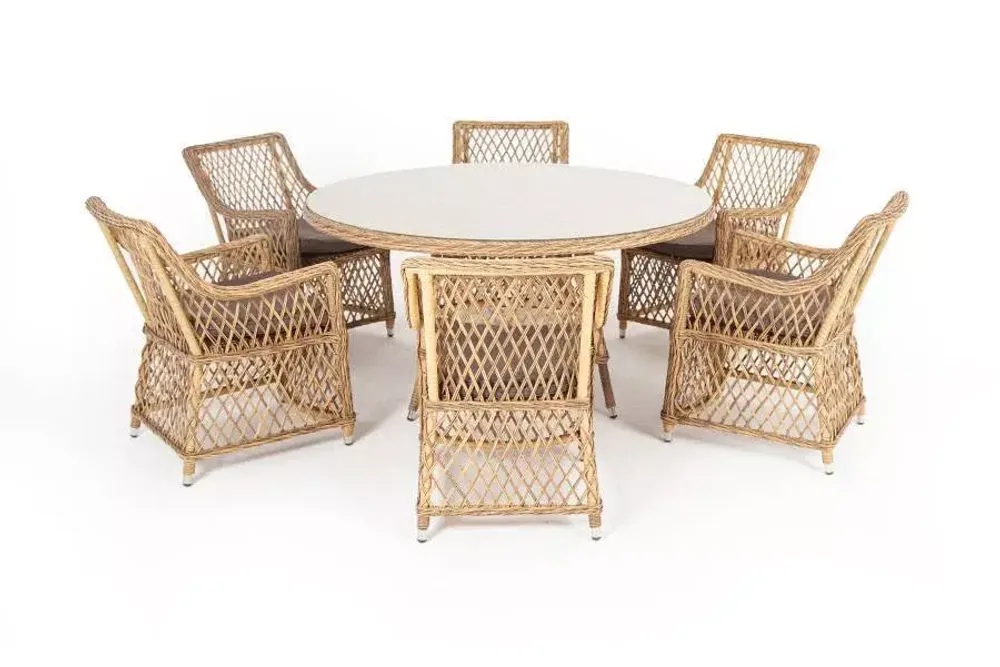 "Эспрессо-150 L" обеденная группа плетеная, цвет соломенный