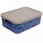 Корзина для мелочей с крышкой «Корсика» синяя 26,5х19х9см