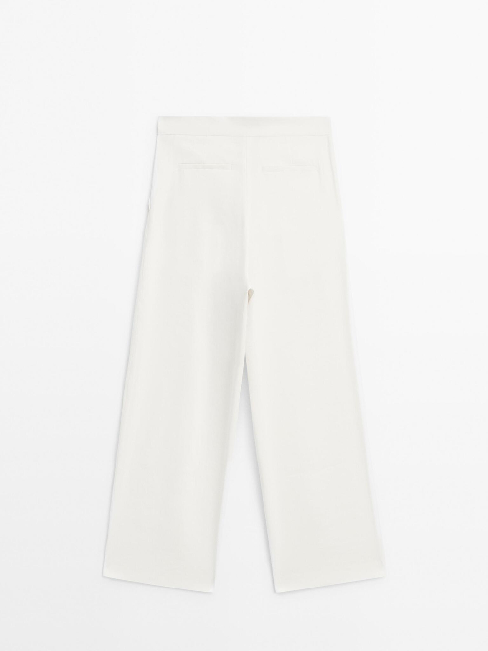 Massimo Dutti Брюки-кюлоты с защипами, кремовый