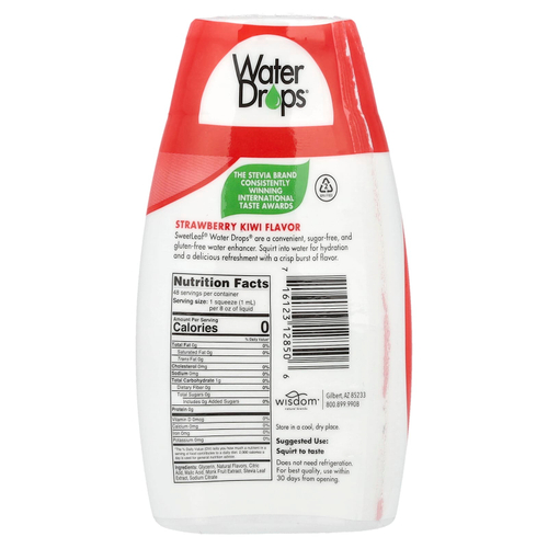 SweetLeaf Stevia, Water Drops®, вкусная стевия, усилитель воды, клубника и киви, 48 мл (1,62 жидк. Унции)