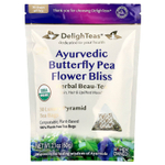 DelighTeas, Ayurvedic Butterfly Pea Flower Bliss, травяной чай, без кофеина, 30 роскошных чайных пакетиков Pyramid, 60 г (2,1 унции)