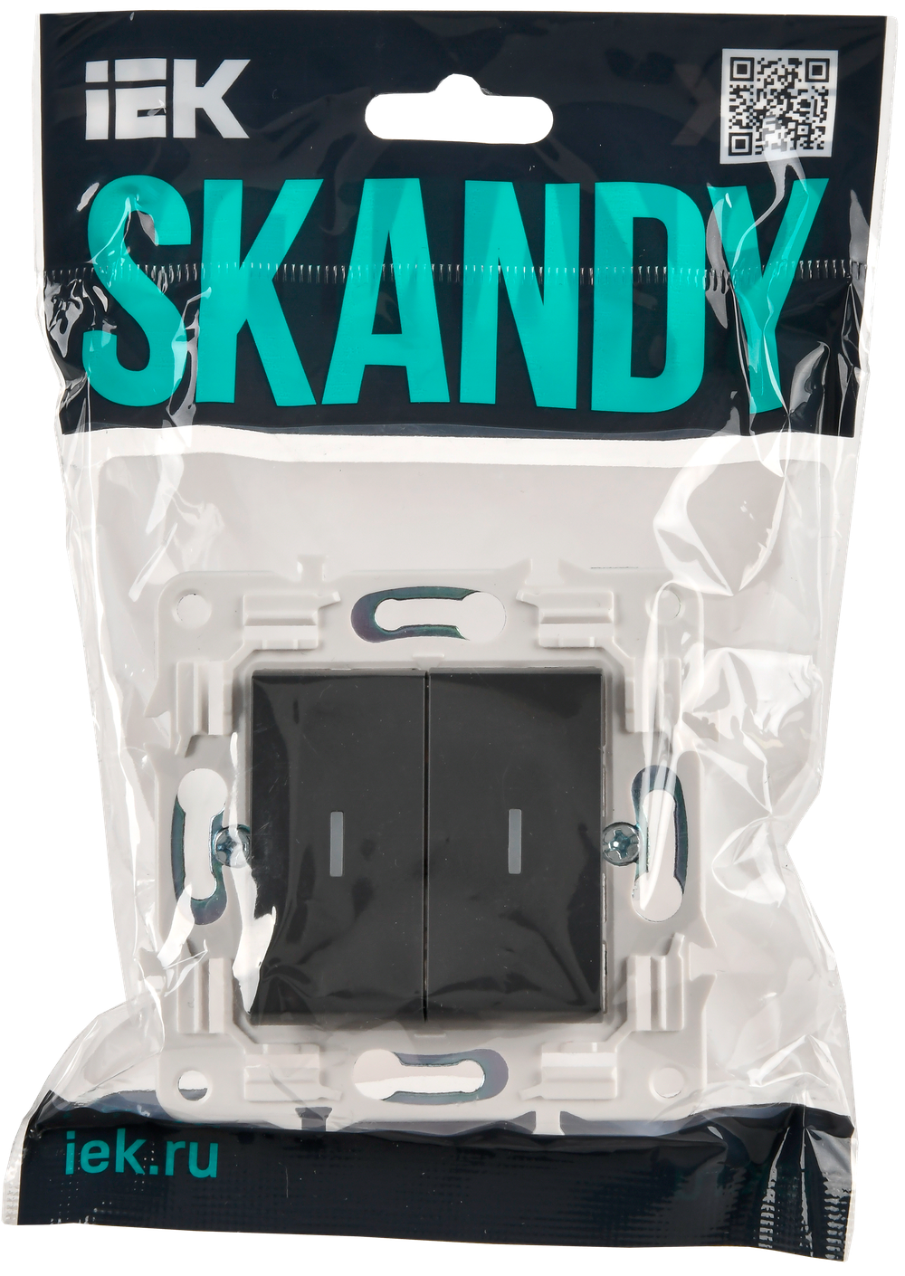 SKANDY Выключатель 2-клавишный проходной с индикацией 10А SK-V10T титан IEK