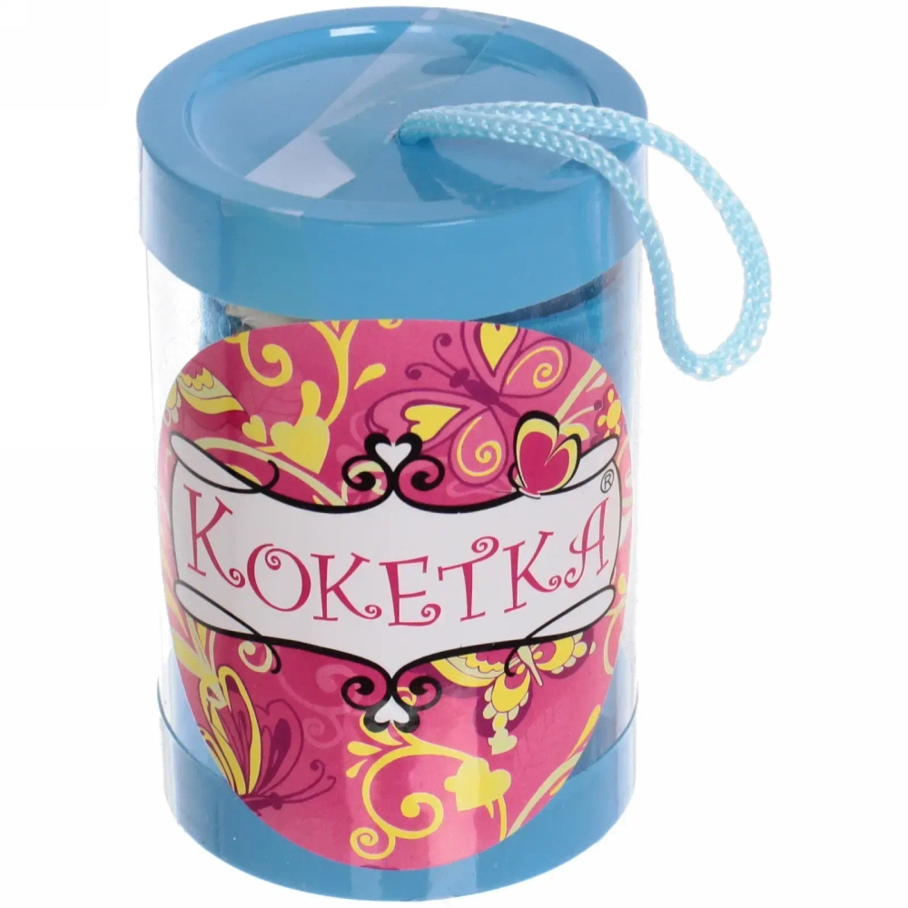 Резинки для волос детские в тубе 9шт «ЗАБАВА», цвет голубой, d-4см (наклейка Кокетка)