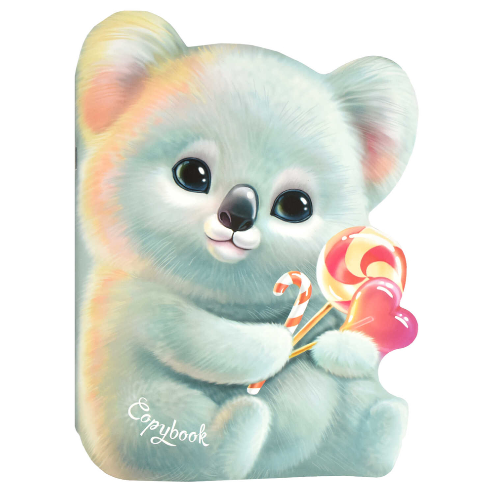 Тетрадь 40л арт. 64827/КОАЛА /180х255 мм, фигурная вырубка, мягкий переплёт (2 скобы). вн.блок - белый офсет, точка. Обложка - мелованный картон 190 г/м²,