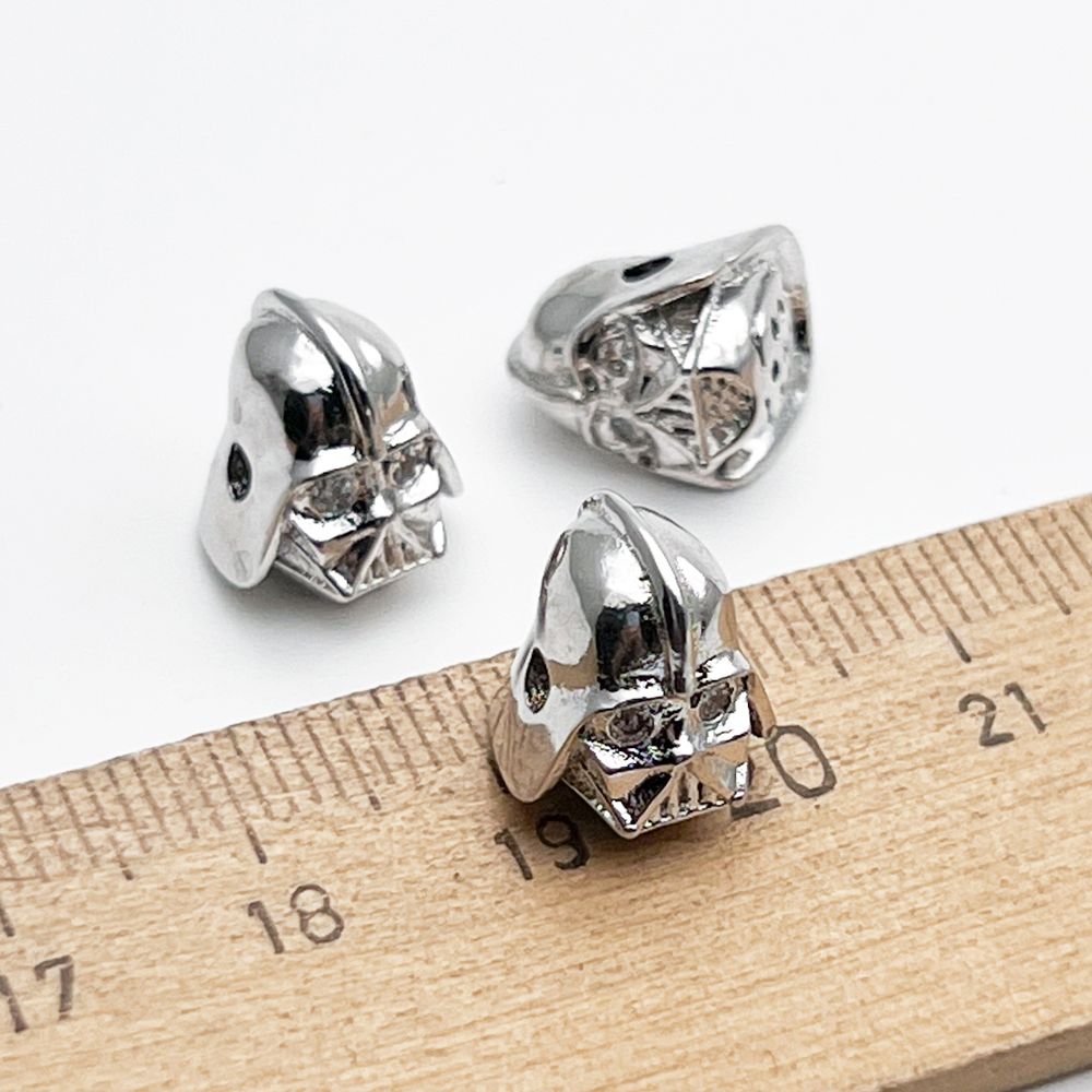 Бусина Дарт, цвет серебро (родий), фианиты, размер 11,5 мм, цена за 1 шт