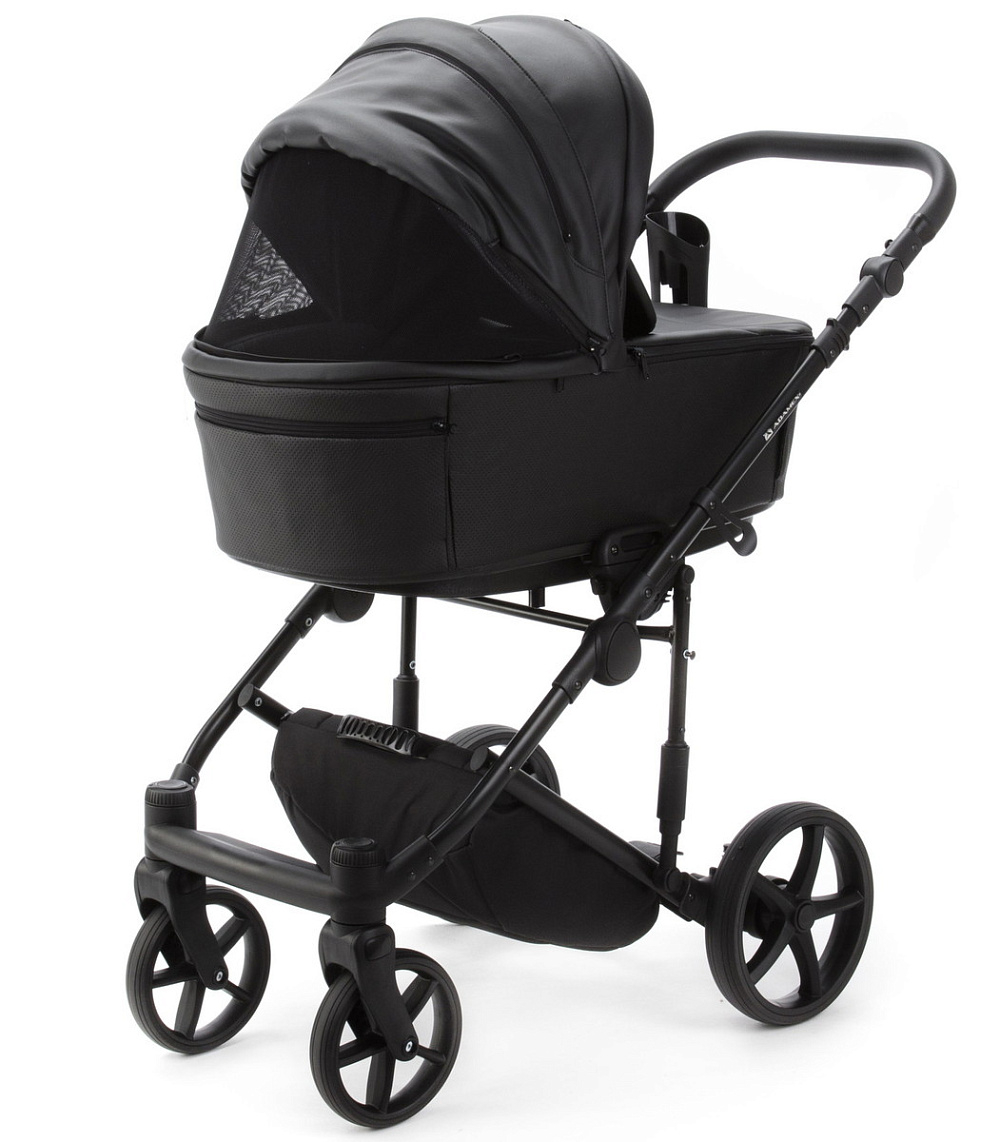 Детская коляска Adamex Zico Deluxe New 3 в 1 ZN-SA02 ЧЕРНАЯ КОЖА