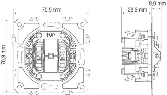 Механизм выключателя В2 с 2-х мест (проходного), быстрозажимные контакты, 16 A 250 В~, серия D16