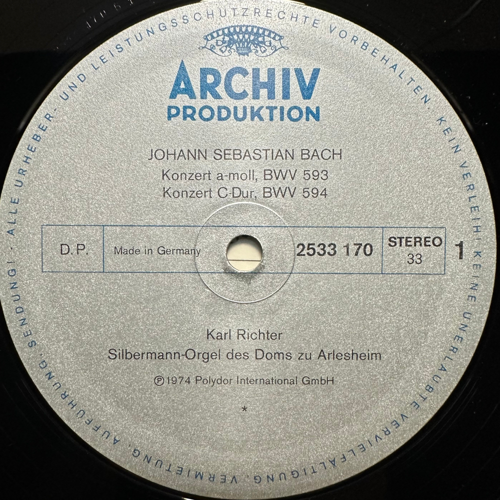 Бах, Рихтер - 6 органных концертов, BWV 59-597 (Германия 1974г.)