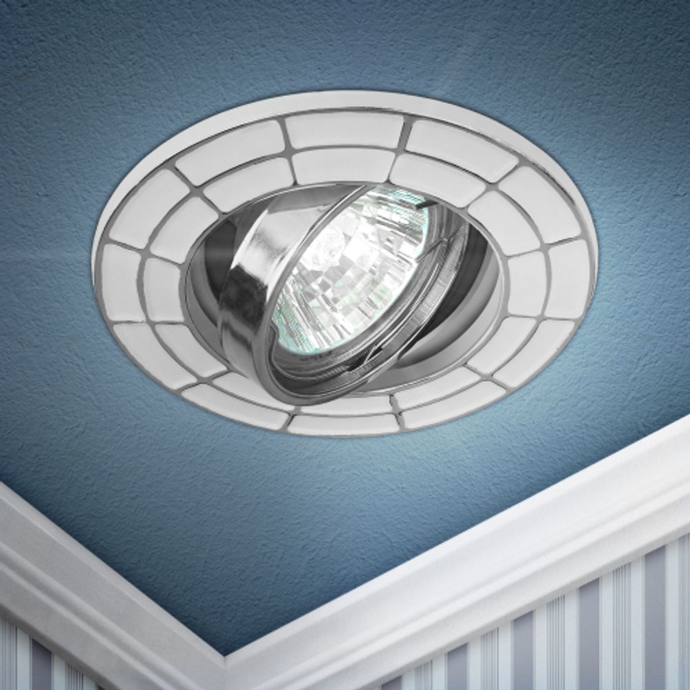 ST7A CH/WH Светильник ЭРА штампованный поворотный MR16,12V/220V, 50W белый/хром | Штампованные встраиваемые светильники