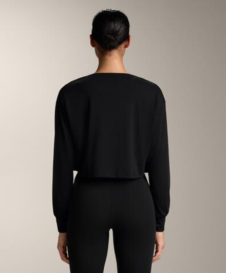 Oysho Футболка с драпированным вырезом из модала, черный