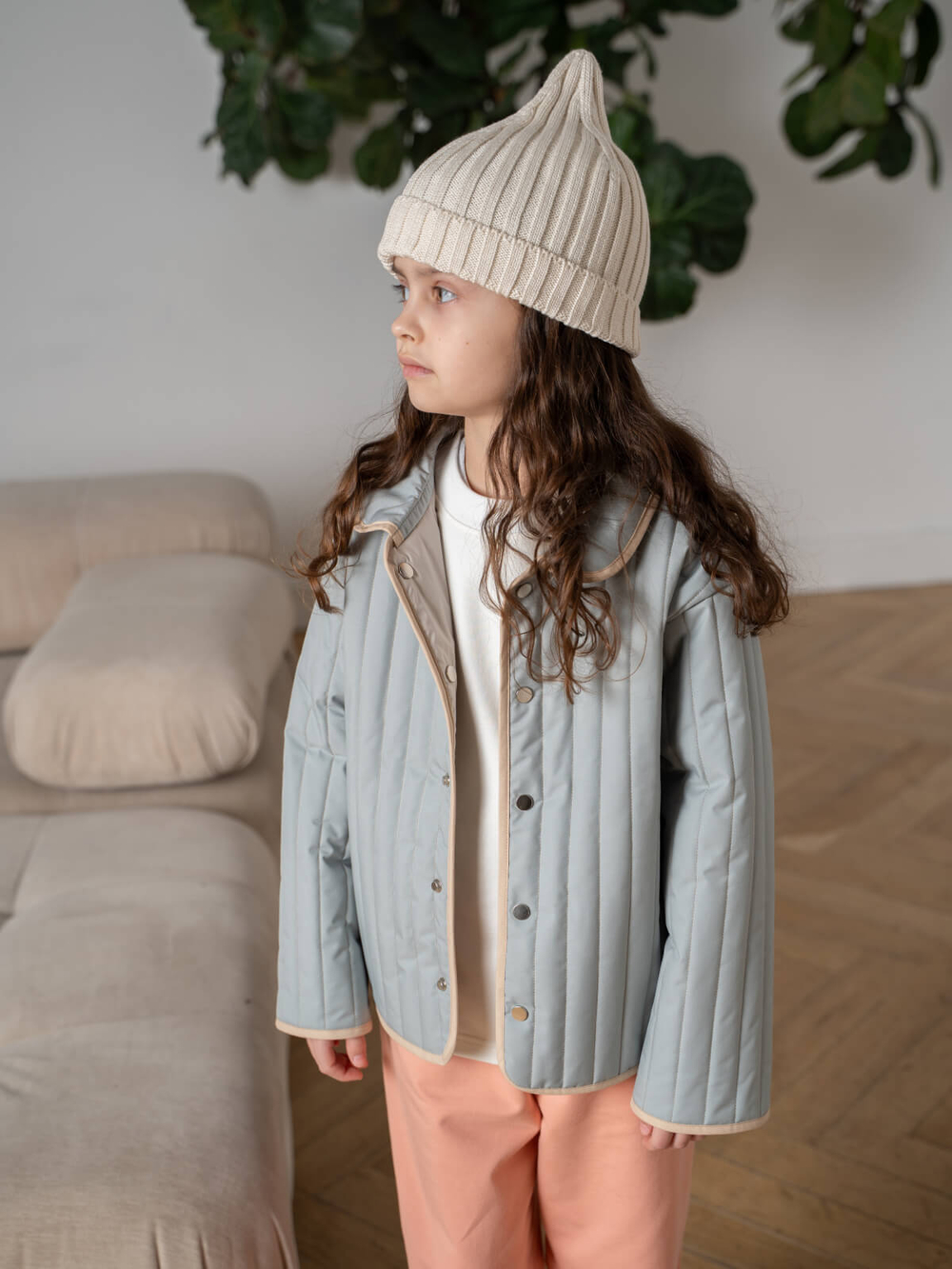 Куртка стёганая двухсторонняя Mjölk Magic Mint/White Beige