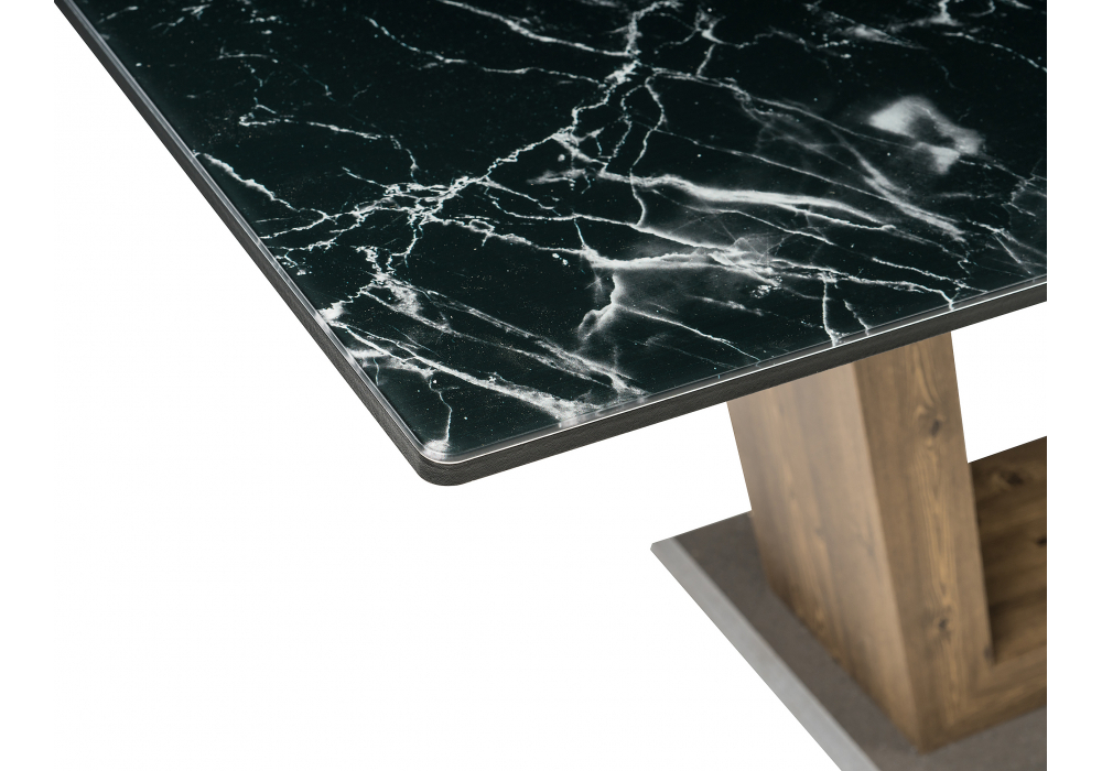 Стол стеклянный Woodville Иматра мрамор черный, черная шагрень