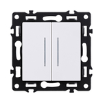 Выключатель 2-клавишный 10А/250В с LED подсветкой, белый Kollinger Asthetik AS-010WH