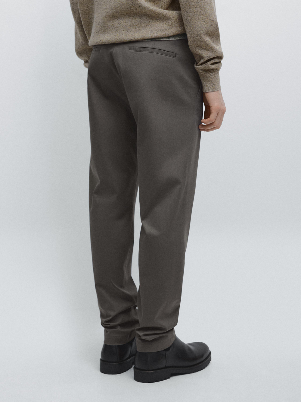 Massimo Dutti Зауженные брюки из смесовой хлопковой ткани, серый