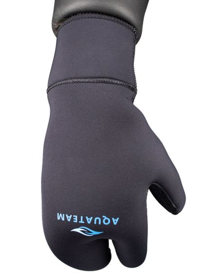 Рукавицы 3х-палые Aquateam Hunter Jako 7 мм ультраспан/открытая пора черные