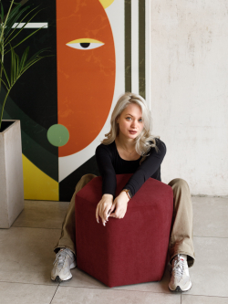 Пуф Сота Велюр Бордовый