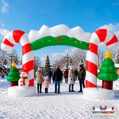 Надувная арка новогодняя «Рождественская», 3×1×2,7 м