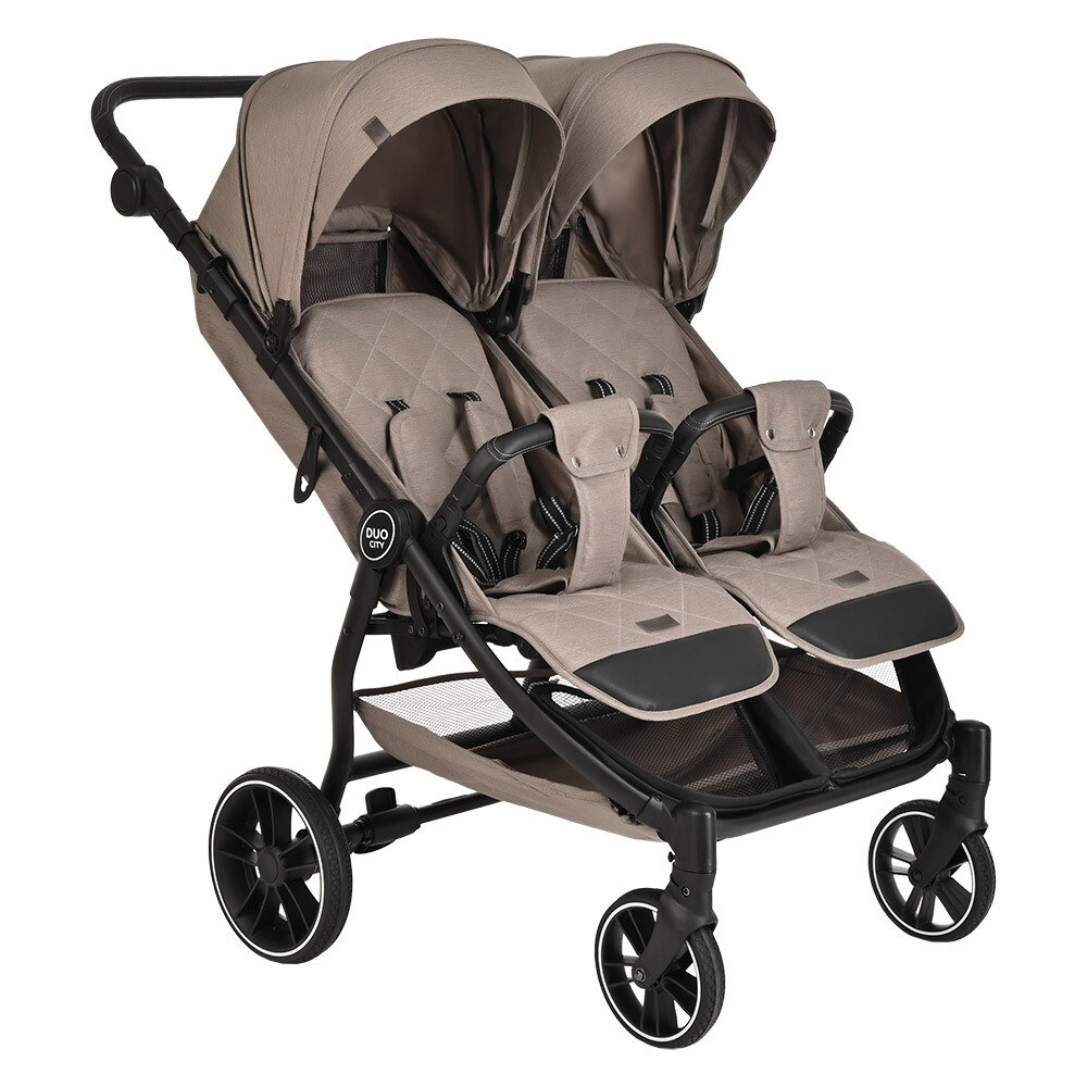 Детская прогулочная коляска для двойни Pituso Duocity PU 2023 Cappuccino/Капучино