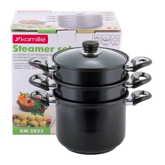 Пароварка 2-х уровневая из углеродистой стали Kamille KM-5823 (диаметр 20 см)