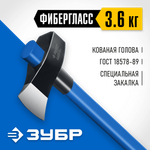ЗУБР Фибергласс, 3600/4400 г, 900 мм, строительный колун-кувалда, Профессионал (20623-36)