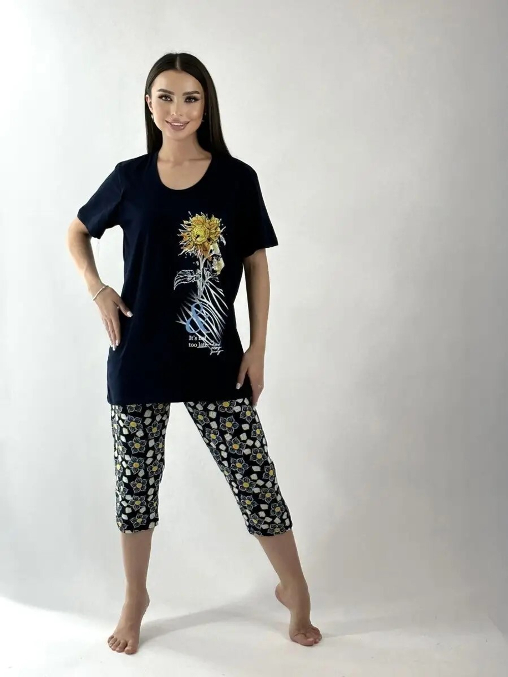 Пижама женская бриджи+футболка (норма) КЖ0035