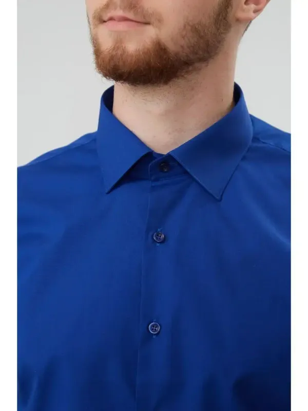 Рубашка приталенная SLIM FIT с длинным рукавом, синяя