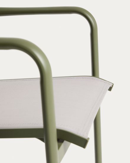 Уличный стул Luri из алюминия зеленого цвета и бежевого текстиля