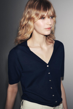 ZARA КАРДИГАН ИЗ 100% СВЕРХТОНКОЙ ШЕРСТИ С КОРОТКИМИ РУКАВАМИ, МОРСКОЙ СИНИЙ