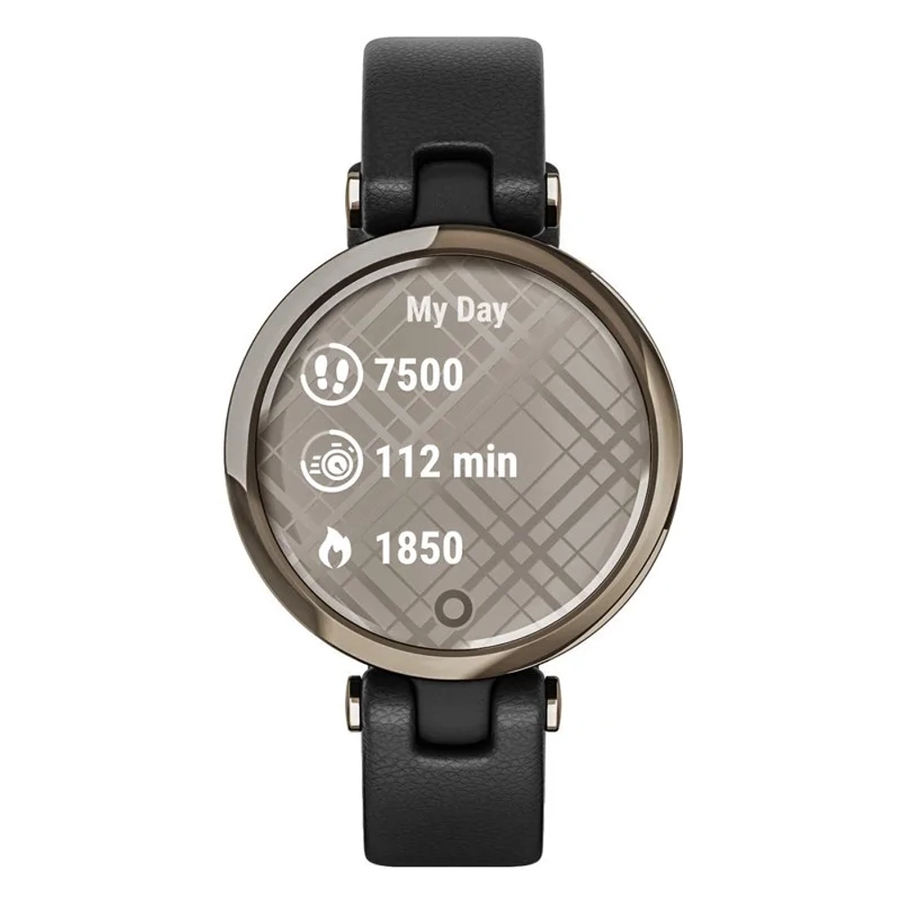 Смарт-часы Garmin Lily кремово-золотистый безель, черный корпус и итальянский кожаный ремешок 010-02384-B1