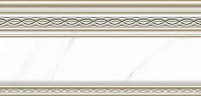 Бордюр ALMA Ceramica BWU29ILN07R Antares 24.6x12 бежевый / белый глянцевый с орнаментом