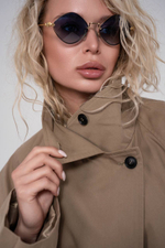 Тренч A-силуэта с высоким воротом  из премиальной ткани