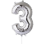 Шар фольгированный Цифра 3 40 см (Серебряный)