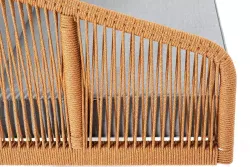 "Канны" диван 2-местный плетеный из роупа, каркас алюминий светло-серый (RAL7035) муар, роуп оранжевый меланж круглый, ткань светло-серая