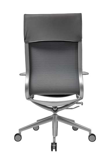 Кресло Mercury HB серая кожа, матовый алюминий