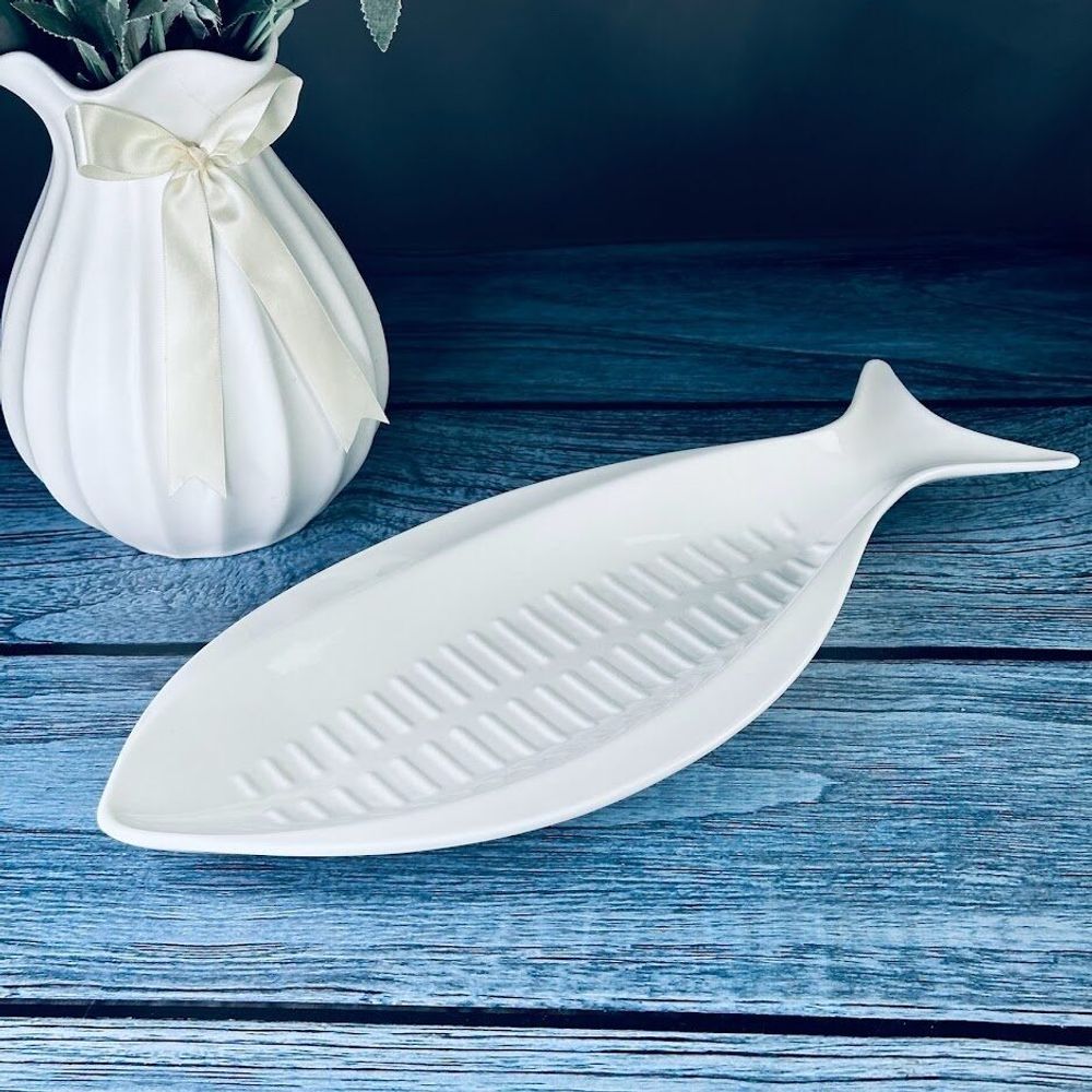 Lenardi 118-044 Блюдо для рыбы 35,5см BIANCO в под.уп.(х16)Фарфор