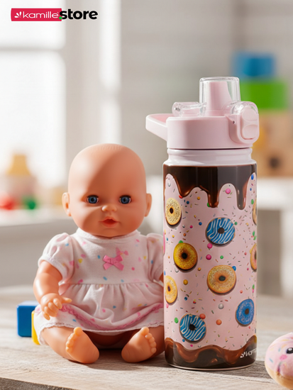 Термос детский 600 мл. с трубочкой Kamille KM 2164 с 3D рисунком