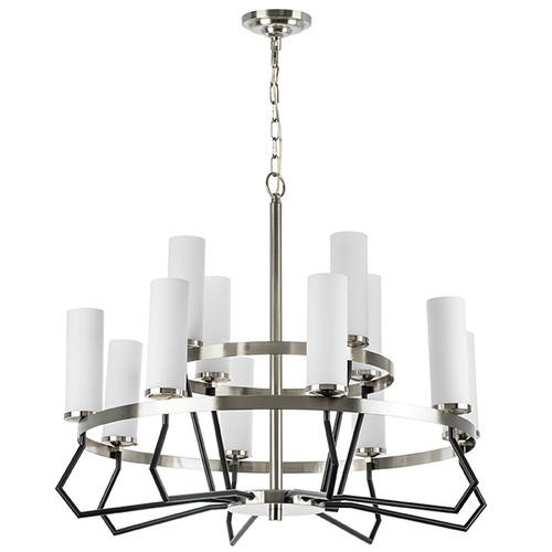 723125 Люстра FLUME 12х40W E14 ЧЕРНЫЙ МАТОВЫЙ/НИКЕЛЬ