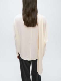 Massimo Dutti Блузка с драпировкой, натуральный/кремовый