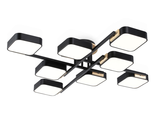 Светильник светодиодный подвесной FL4890/8 BK/WD черный/дерево 144W 3000-6000K 960*960*160(без ПДУ)