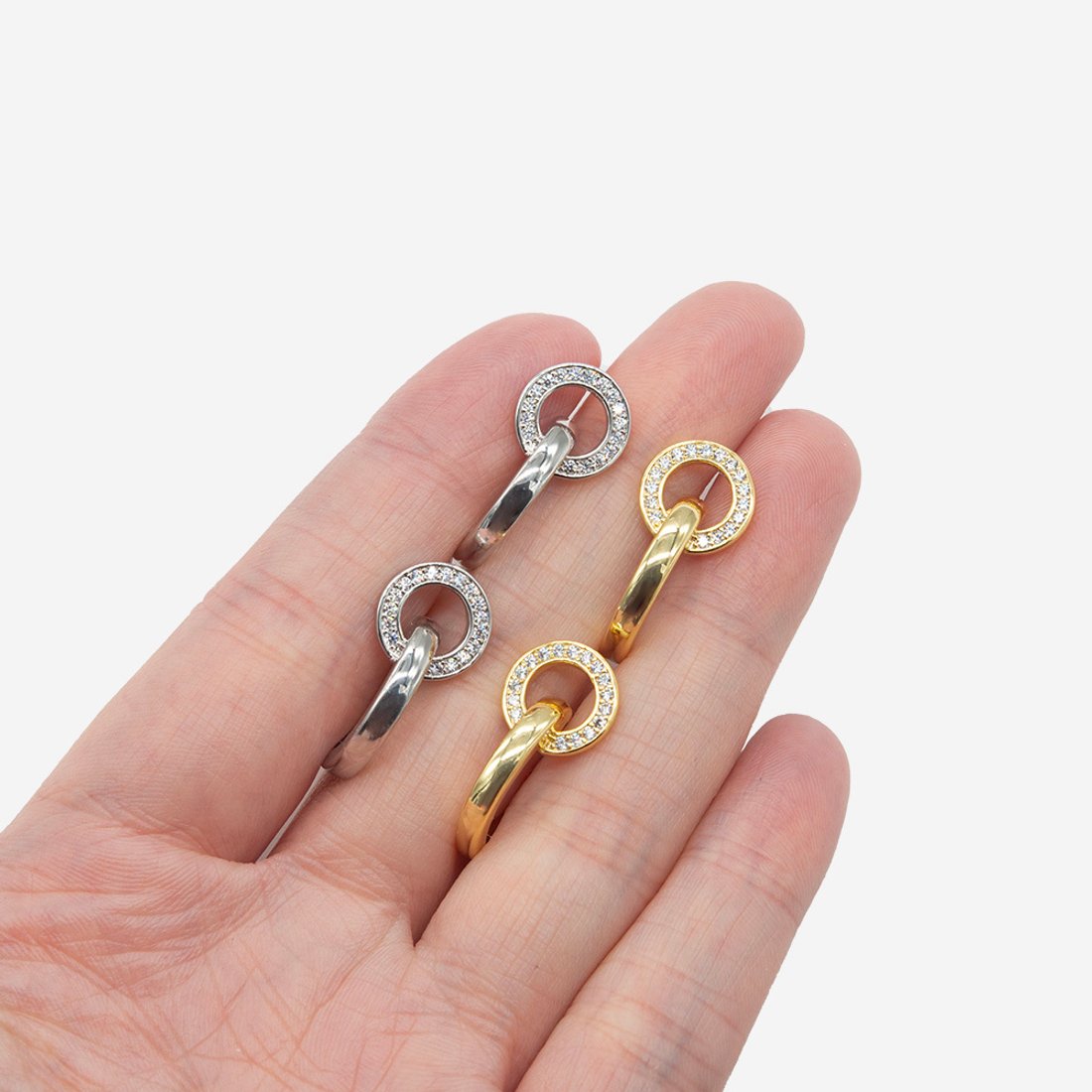 Швензы "Adriana" 21,5мм, фианиты, позолота