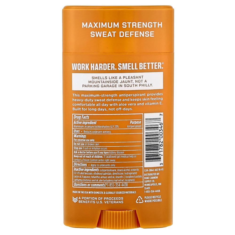 Duke Cannon Supply Co., Trench Warfare® антиперспирант и дезодорант, Sawtooth, альпийский воздух и кедр, 85 г (3 унции)