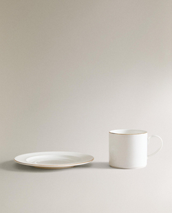 Zara Home чайная пара из костяного фарфора, цвет золотой, 16 см