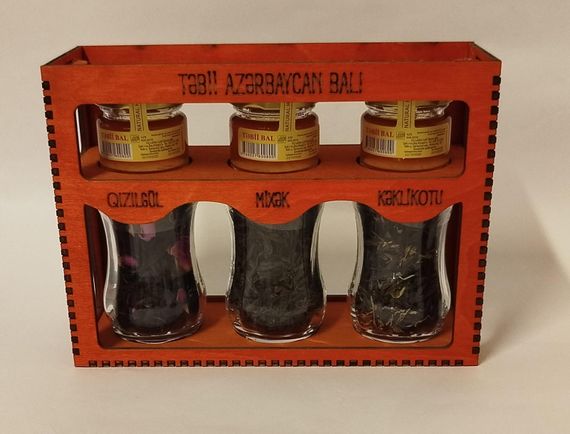 Armudu Azerbaijan tea-honey set 3-lü dəst