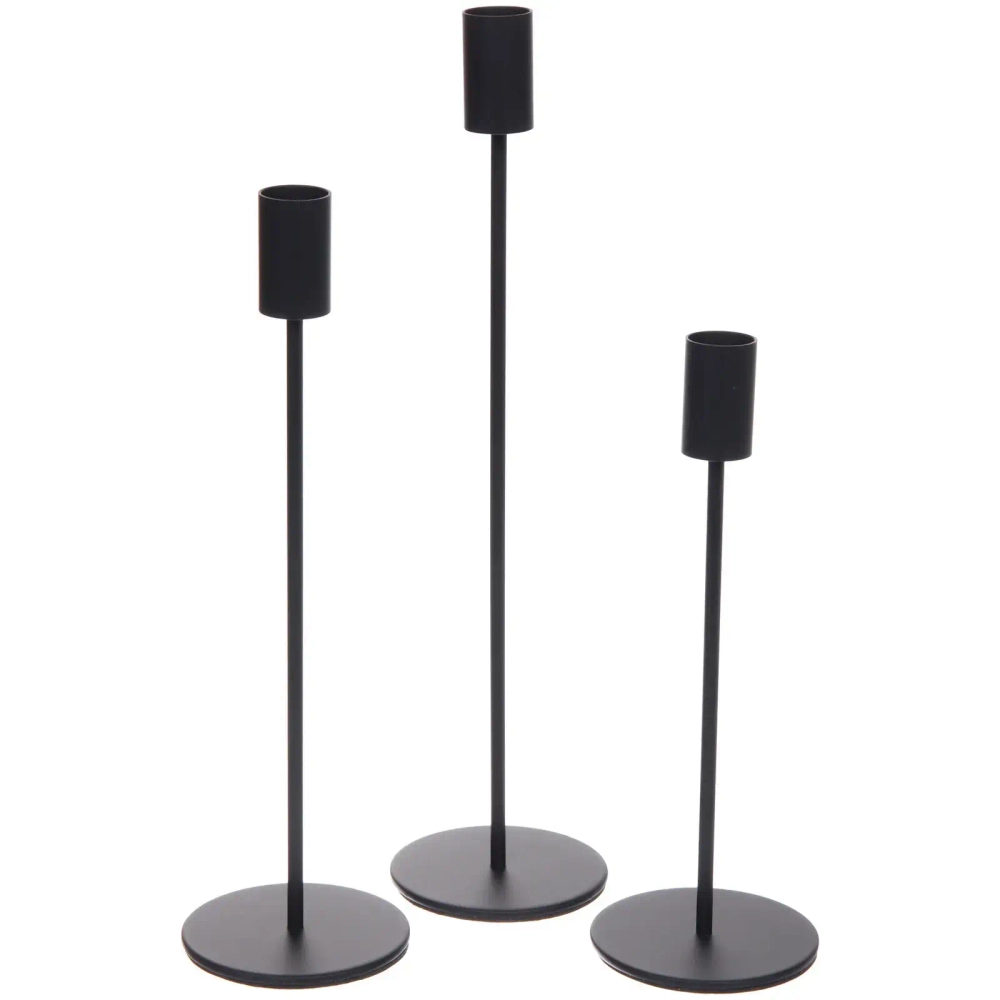 Подсвечники «IDEAL» 22 /27/32 см (набор 3 шт), Черный