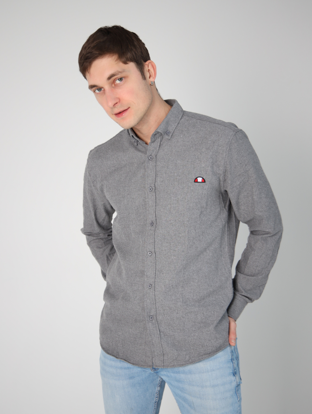 Рубашка Город Горький серая с нашивкой