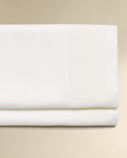 Zara Home - Атласная простыня с вязаной каймой, белый, 240x280 см