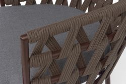 "Диего" стул барный плетеный из роупа, каркас из стали коричневый (RAL8016) муар, роуп коричневый круглый, ткань темно-серая 027