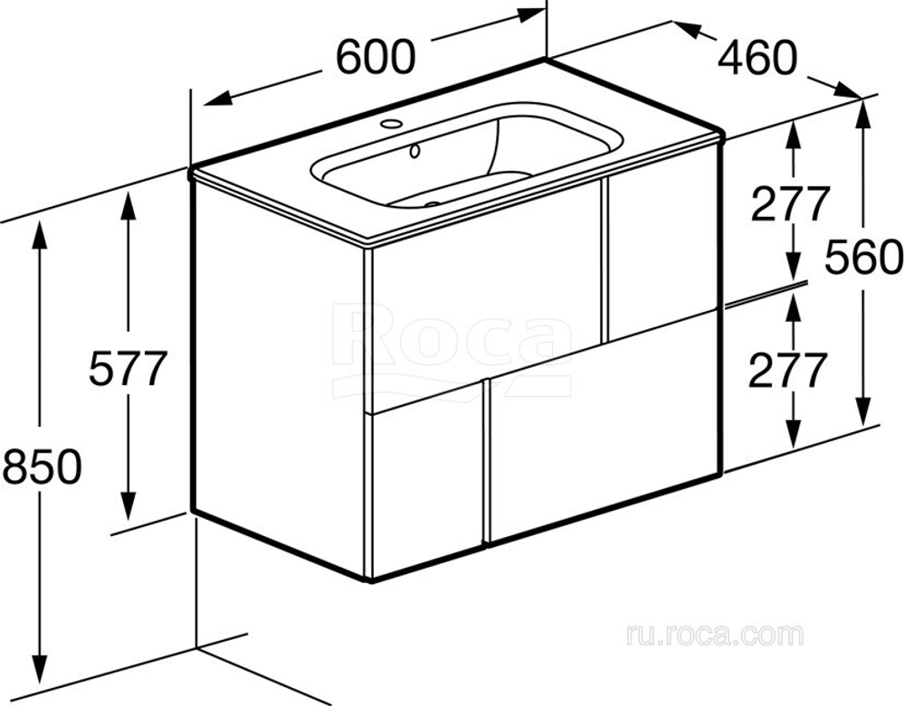 Тумба под раковину Roca Luna 60 2 ящика белый ZRU9307764