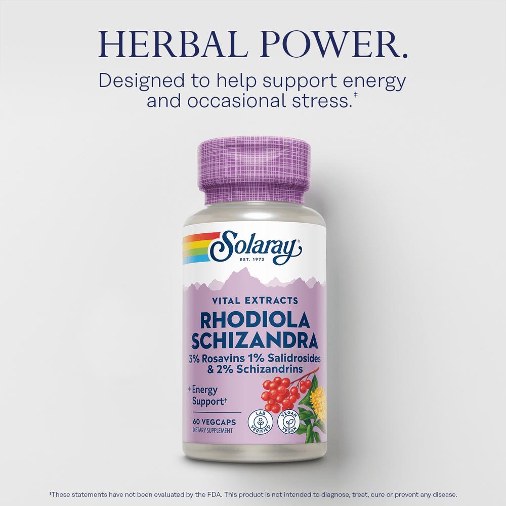 Solaray, Vital Extracts, родиола лимонник, 60 растительных капсул