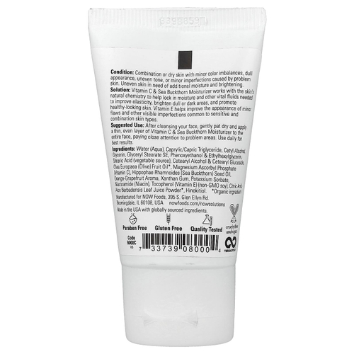 NOW Foods, Solutions, увлажняющий крем с витамином C и облепихой, 59 мл (2 жидк. унции)